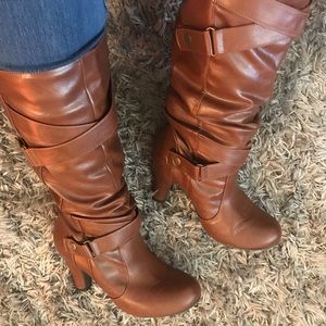 Madden girl slouch mid calf boots size 8.5-Cognac